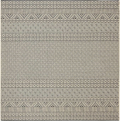 SAFAVIEH Washable Rug Outdoor Courtyard Collection - 6'7" Square, Beige & Black, Non-Shedding & Easy Cleaning, Ideal for Patio, Backyard, Mudroom (CY6235-25612)