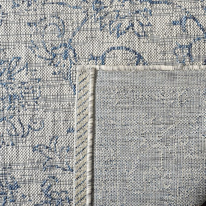 SAFAVIEH Washable Rug Outdoor Courtyard Collection - 2'3" x 5', Grey & Navy, Non-Shedding & Easy Cleaning, Ideal for Patio, Front Door, Entryway, Mudroom, Doormat (CY8680-36812)
