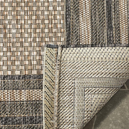 SAFAVIEH Courtyard Collection 2'3" x 6'7" Natural / Black CY8475 Indoor-Outdoor Waterproof Easy-Cleaning Patio Backyard Mudroom Runner-Rug