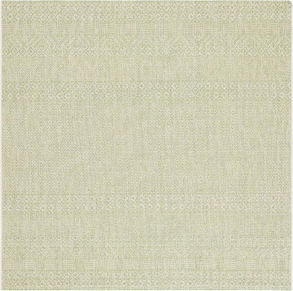 SAFAVIEH Washable Rug Outdoor Courtyard Collection - 4' Square, Beige & Green, Non-Shedding & Easy Cleaning, Ideal for Patio, Backyard, Mudroom (CY6235-21812)