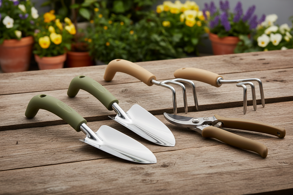 Premium Gardening Tools: Durable, ergonomic, and designed to make your gardening tasks easier and more enjoyable. (make it real photo)